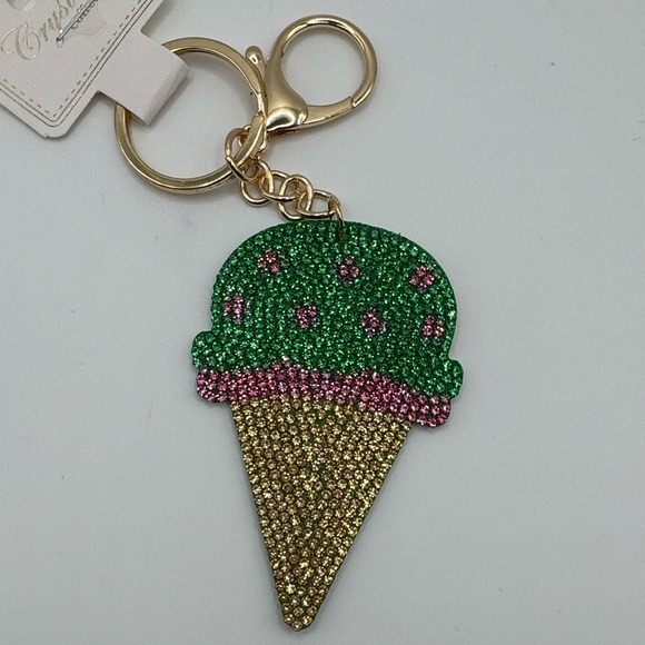 Jeweled Ice Cream Cone Keychain Key Holder - Picture 2 of 3